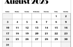 August 2025 Calendar Printable Pdf Template With Holidays in Blank August Calendar To Print 2025