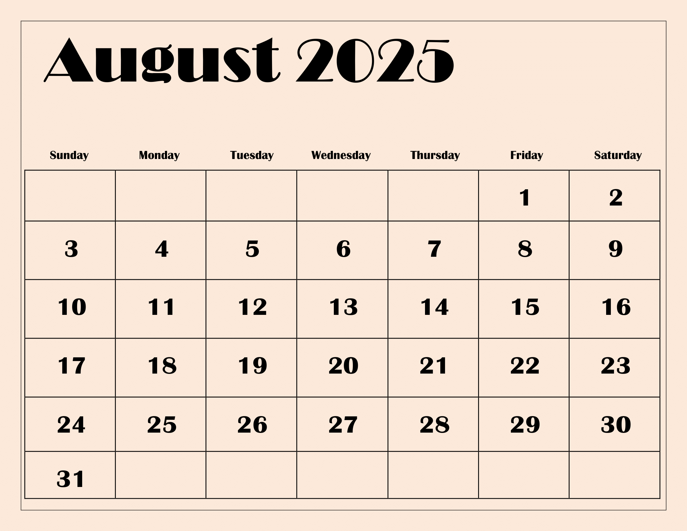 August 2025 Calendar Printable Pdf Template With Holidays inside Calendar Of August 2025