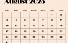 August 2025 Calendar Printable Pdf Template With Holidays inside Show Me A August 2025 Calendar