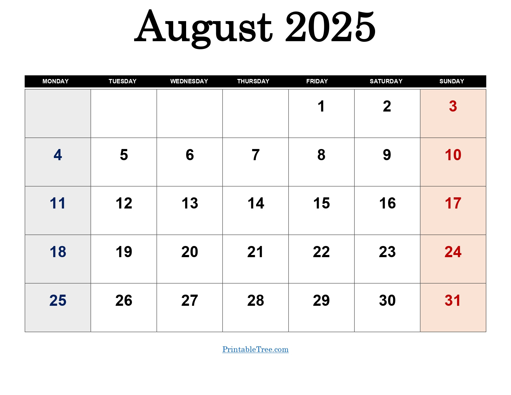 August 2025 Calendar Printable Pdf Template With Holidays pertaining to August 2025 Calendar Monday Start