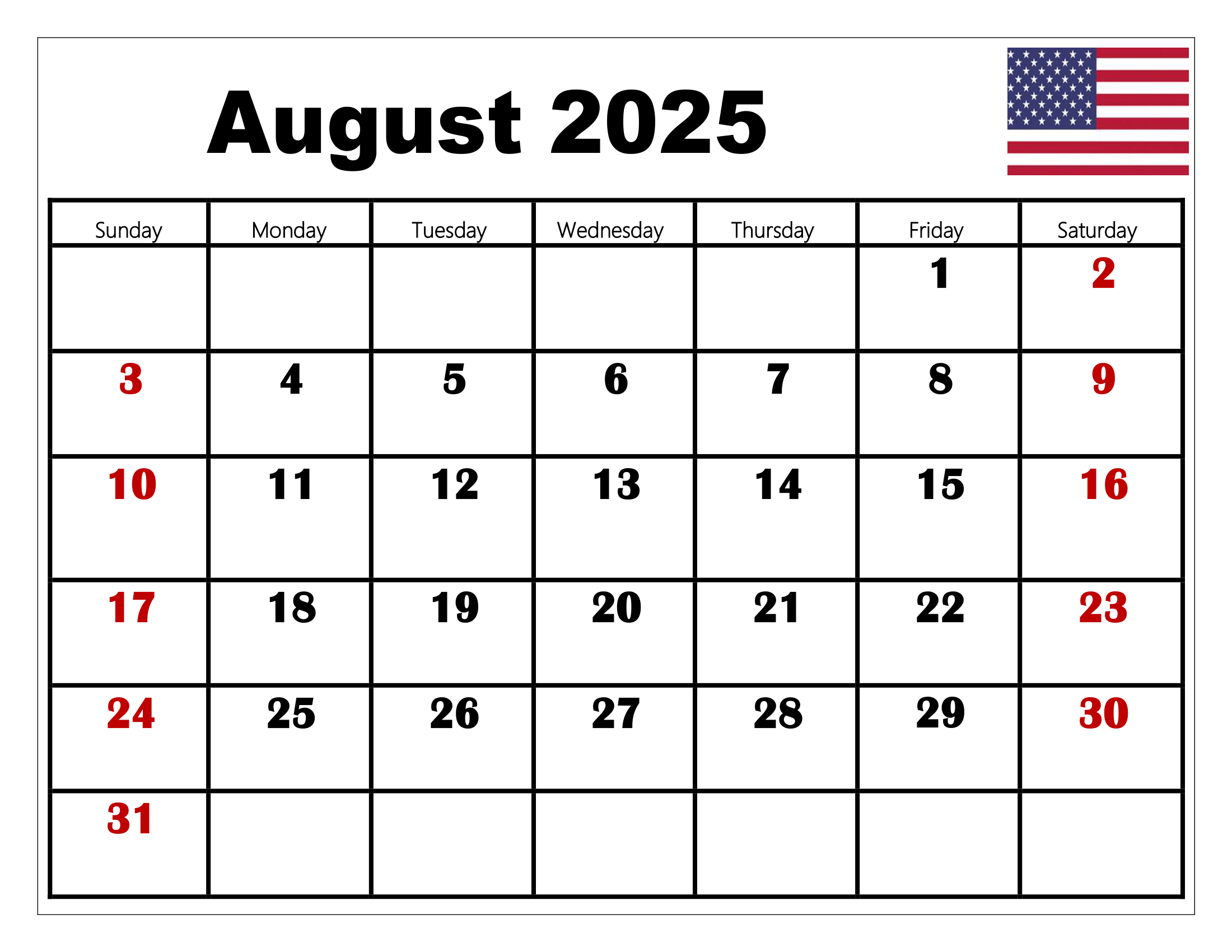 August 2025 Calendar Printable Pdf Template With Holidays with Holiday Calendar August 2025