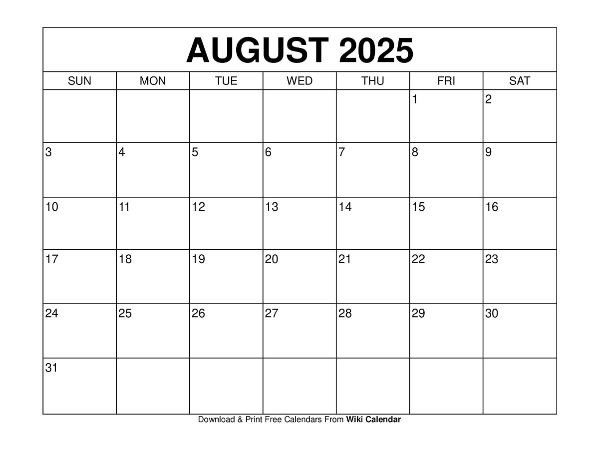 August 2025 Calendar - Printable Templates &amp;amp; More with Show Me an August 2025 Calendar