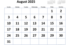 August 2025 Calendar With Extra-Large Dates | Wikidates throughout August 23 2025 Calendar