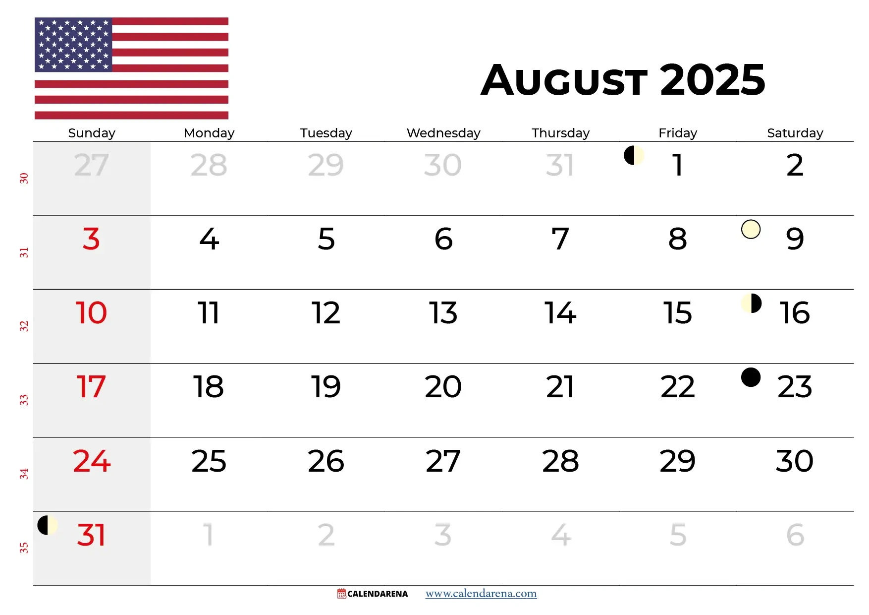 August 2025 Calendar With Holidays for August Calendar 2025 Event/Holidays