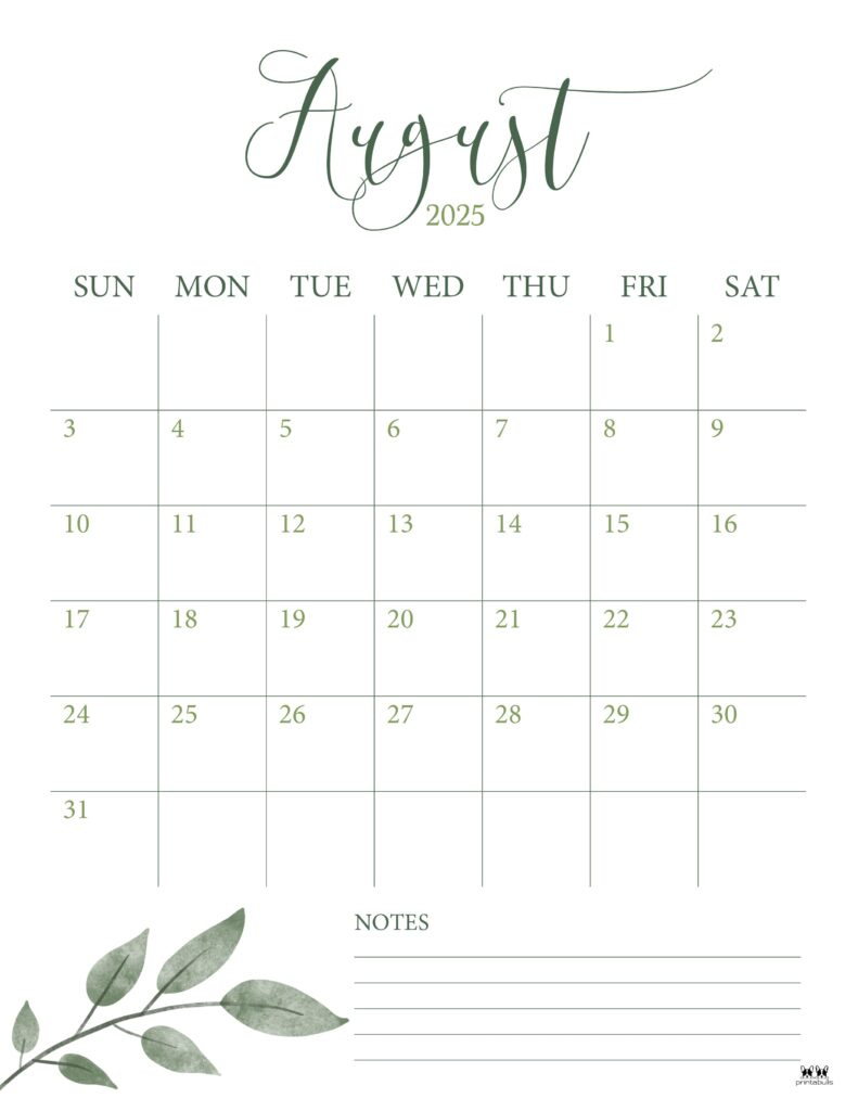 August 2025 Calendars - 107 Free Printables | Printabulls throughout Show Me the Calendar of August 2025