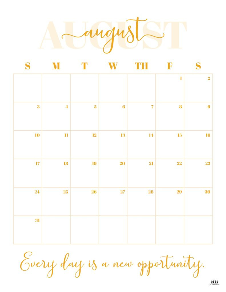 August 2025 Calendars - 107 Free Printables | Printabulls with Cute August Printable Calendar 2025