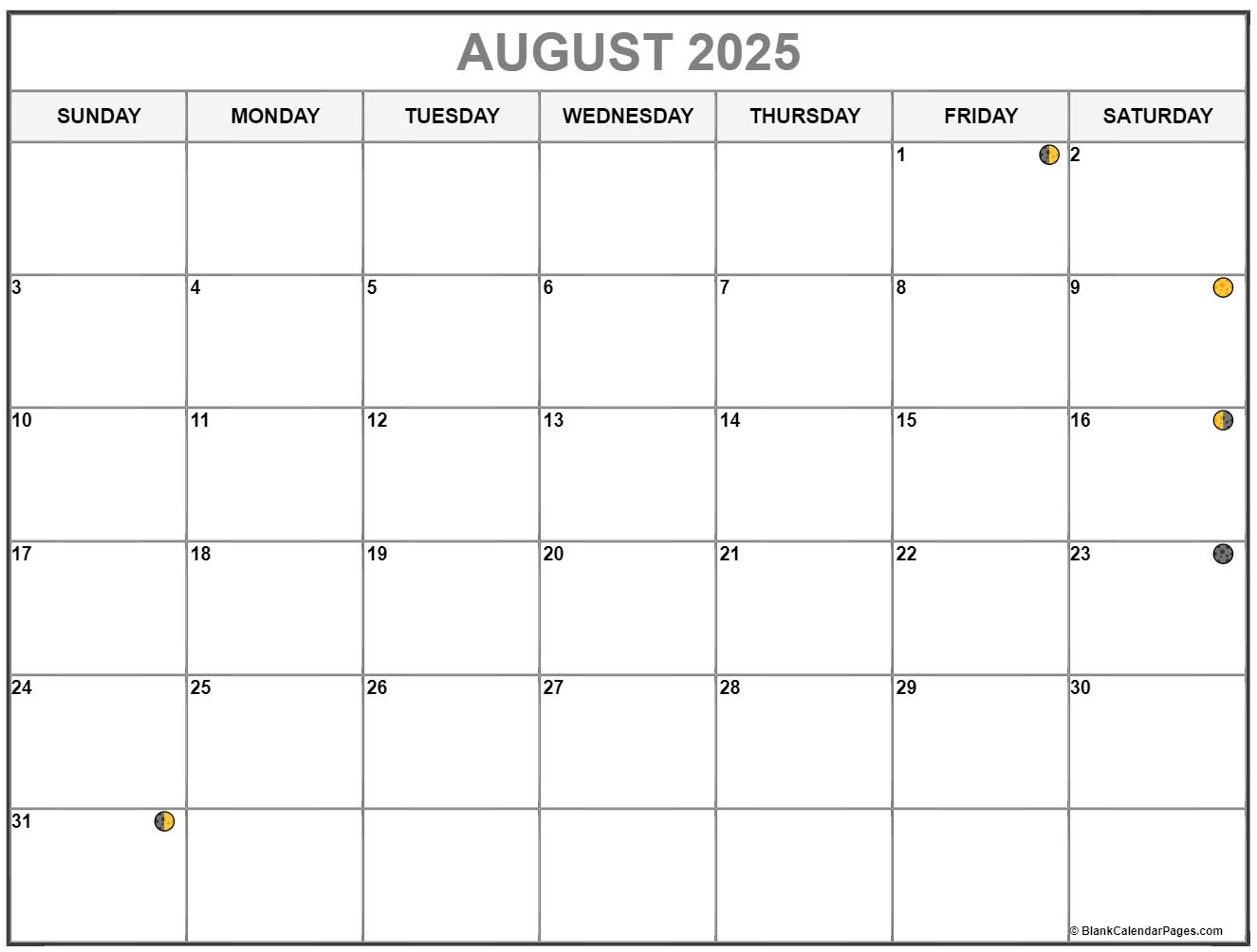 August 2025 Lunar Calendar | Moon Phase Calendar intended for August Lunar Calendar 2025