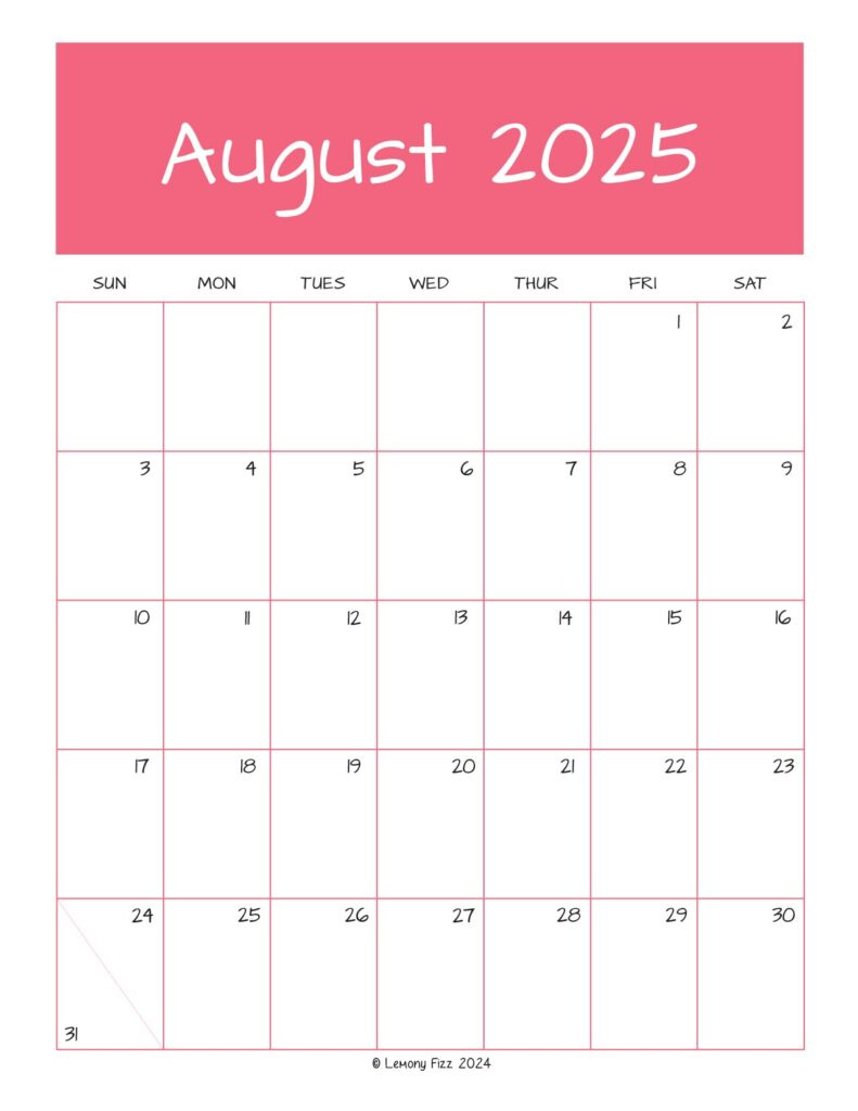 August 2025 Monthly Calendar To Print intended for August 2025 Vertical Calendar