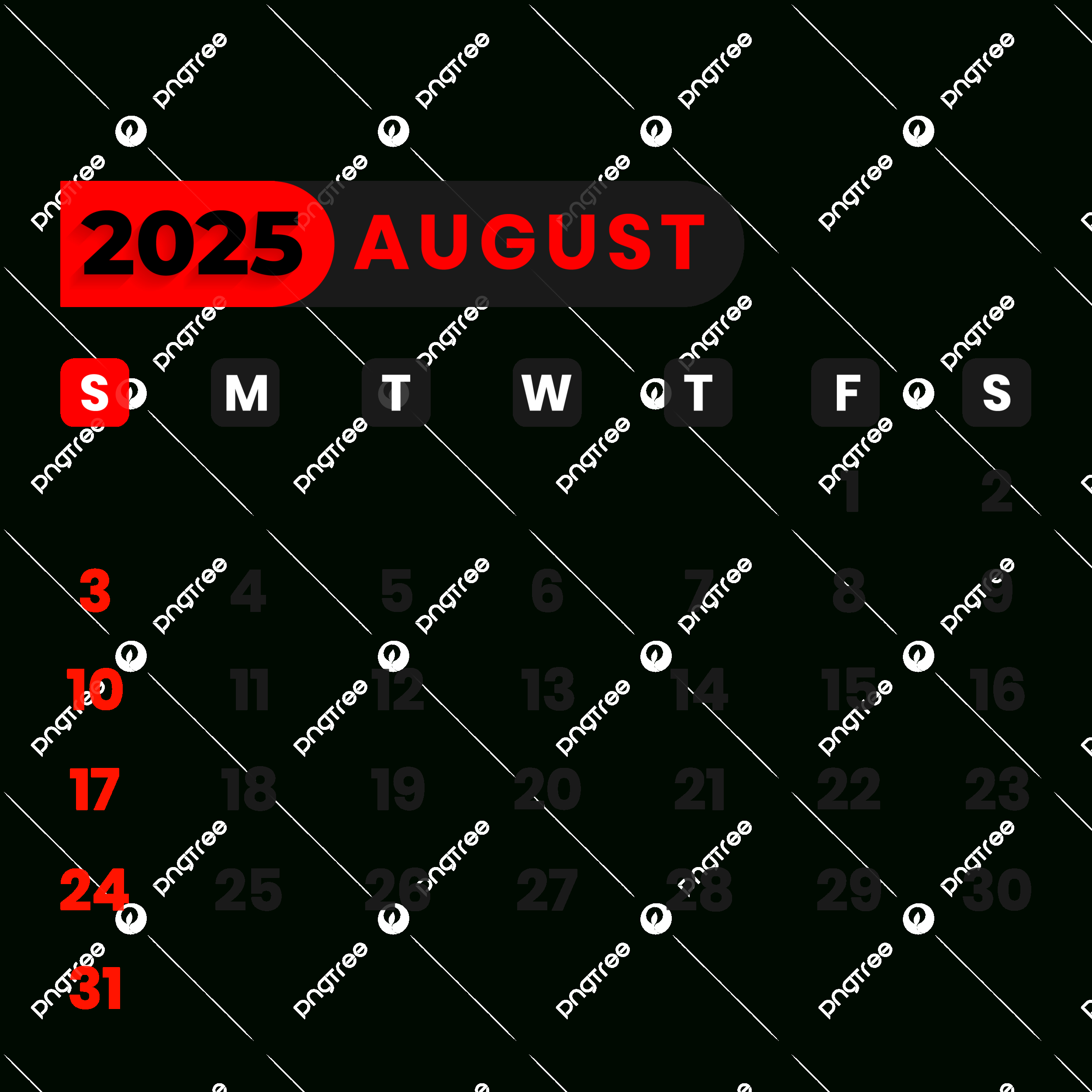 August Calendar 2025 Vector, August, Calendar, 2025 Png And Vector pertaining to August 2025 Calendar Transparent Background