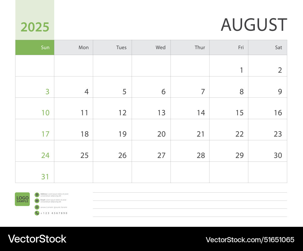 August Design Planner Desk Calendar 2025 Vector Image within Flip Calendar Starting From August 2025