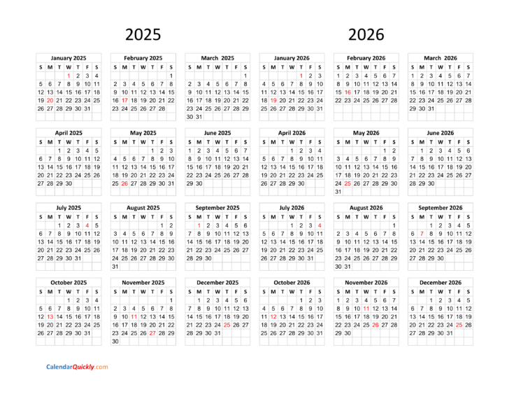 August 2025 – May 2026 Calendar