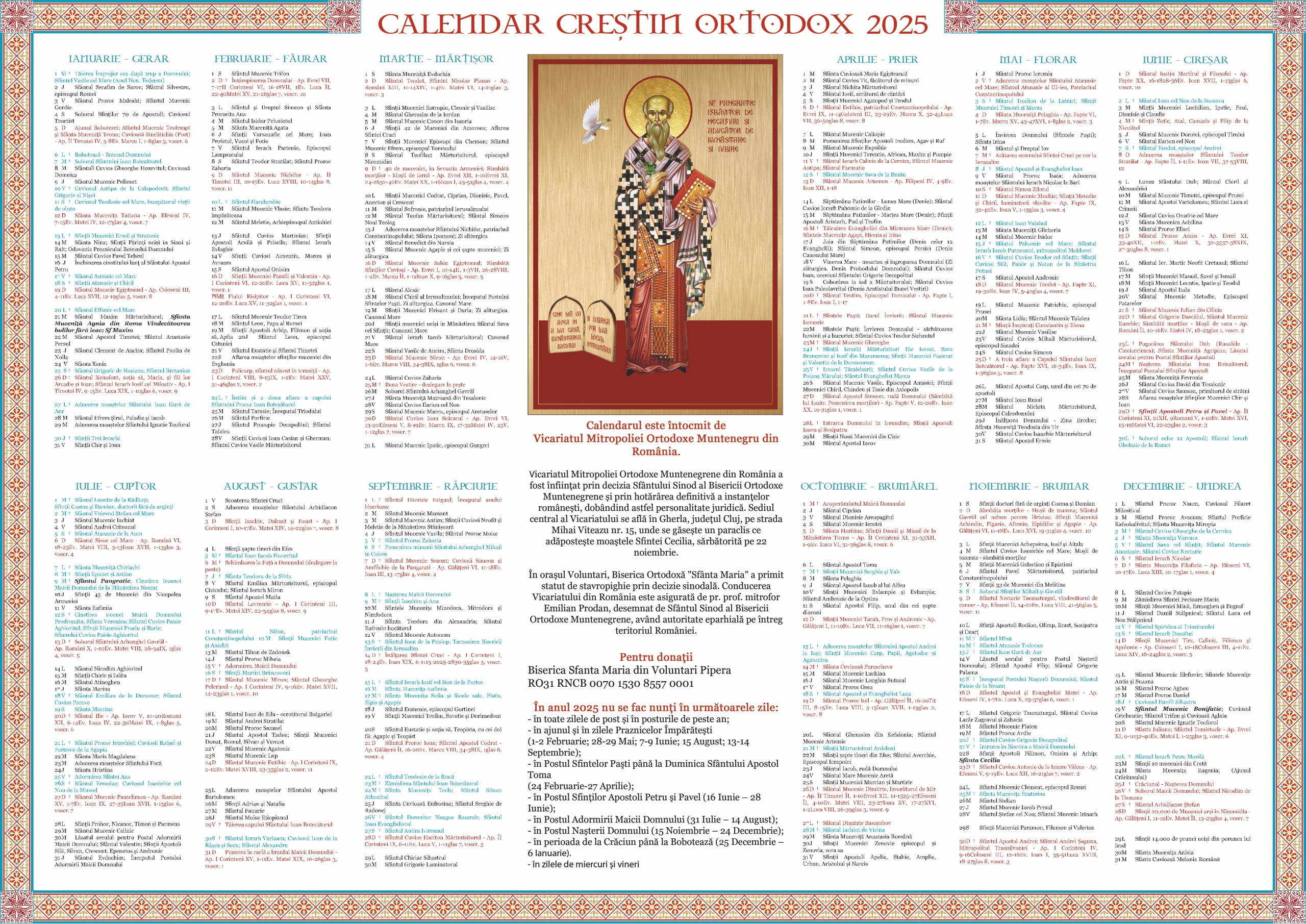 Calendar 2025 - Istoria Bisericii Ortodoxe Muntenegrene intended for Calendar Ortodox 2025 August