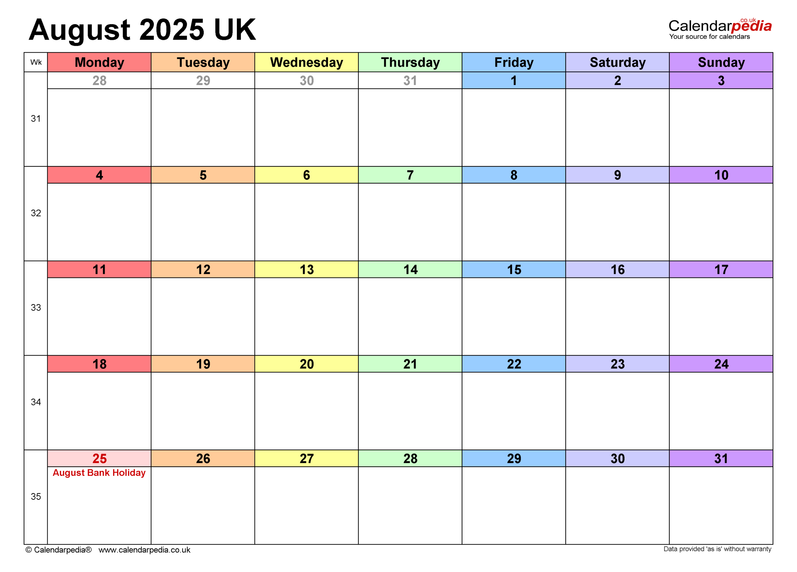 Calendar August 2025 Uk With Pdf, Excel And Word Templates inside Google Calendar August 2025