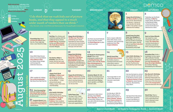 August Calendar 2025 Picture Ideas