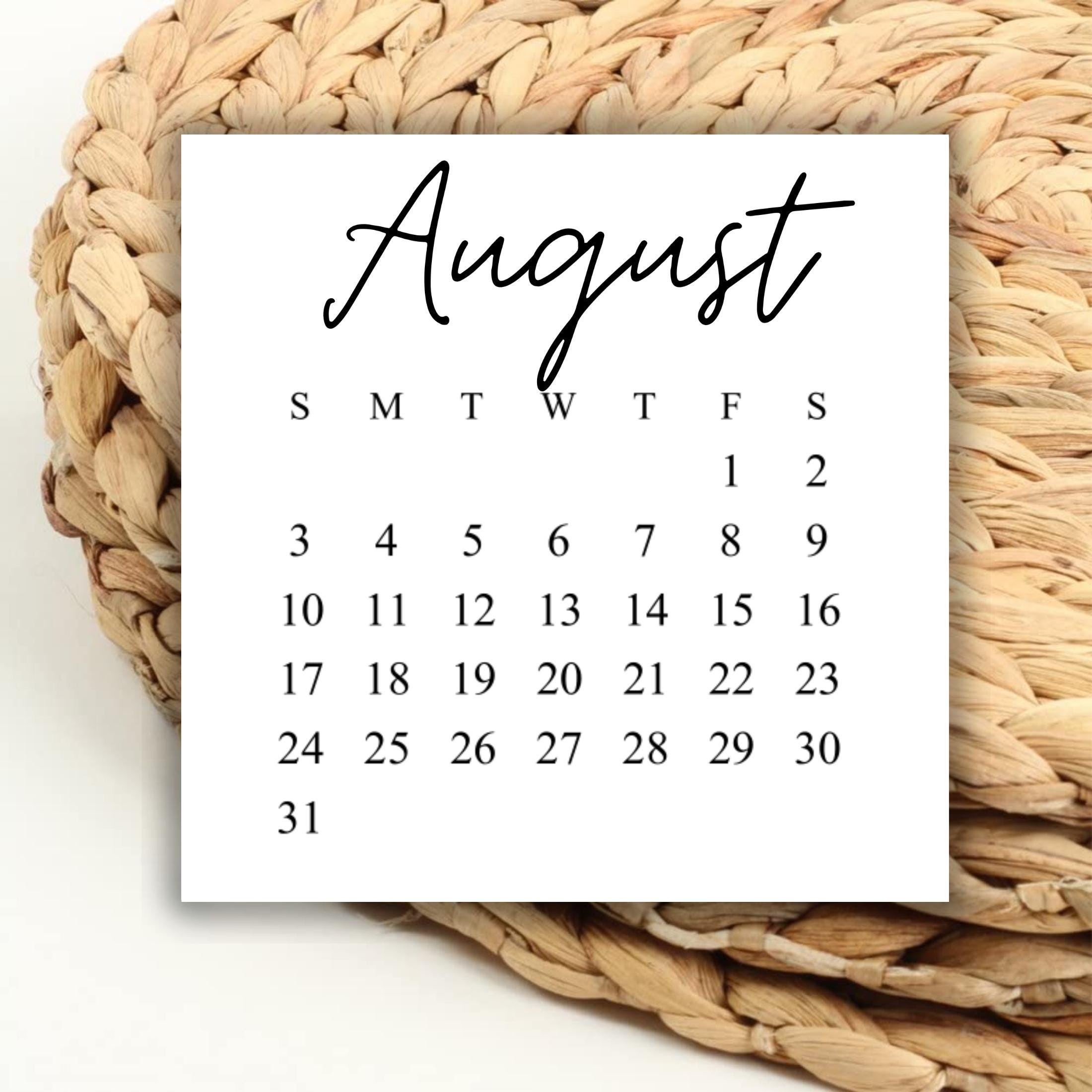Digital 2025 August Square Calendar Printable Digital Download For throughout August 2025 Calendar Save The Date