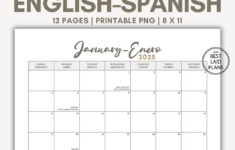 Englisch Spanischer Kalender Für 2025 Druckbares Pdf Mit regarding August 2025 Calendar In Spanish