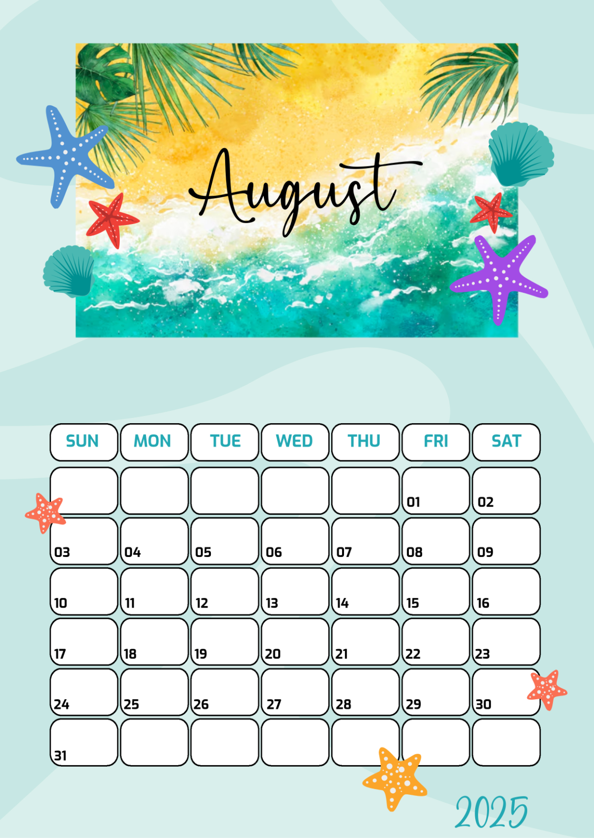 Free August 2025 Calendar Template To Edit Online regarding August Calendar Printable 2025