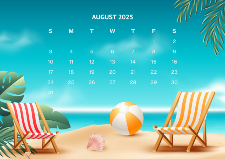 August Calendar Printable 2025