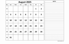 Free Download Printable August 2025 Calendar, Large Space For within August Calendar 2025 With Notes Printable