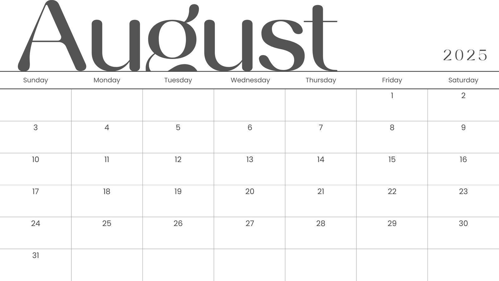 Free Printable August 2025 Calendar Templates | Canva intended for August Calender 2025 Printable