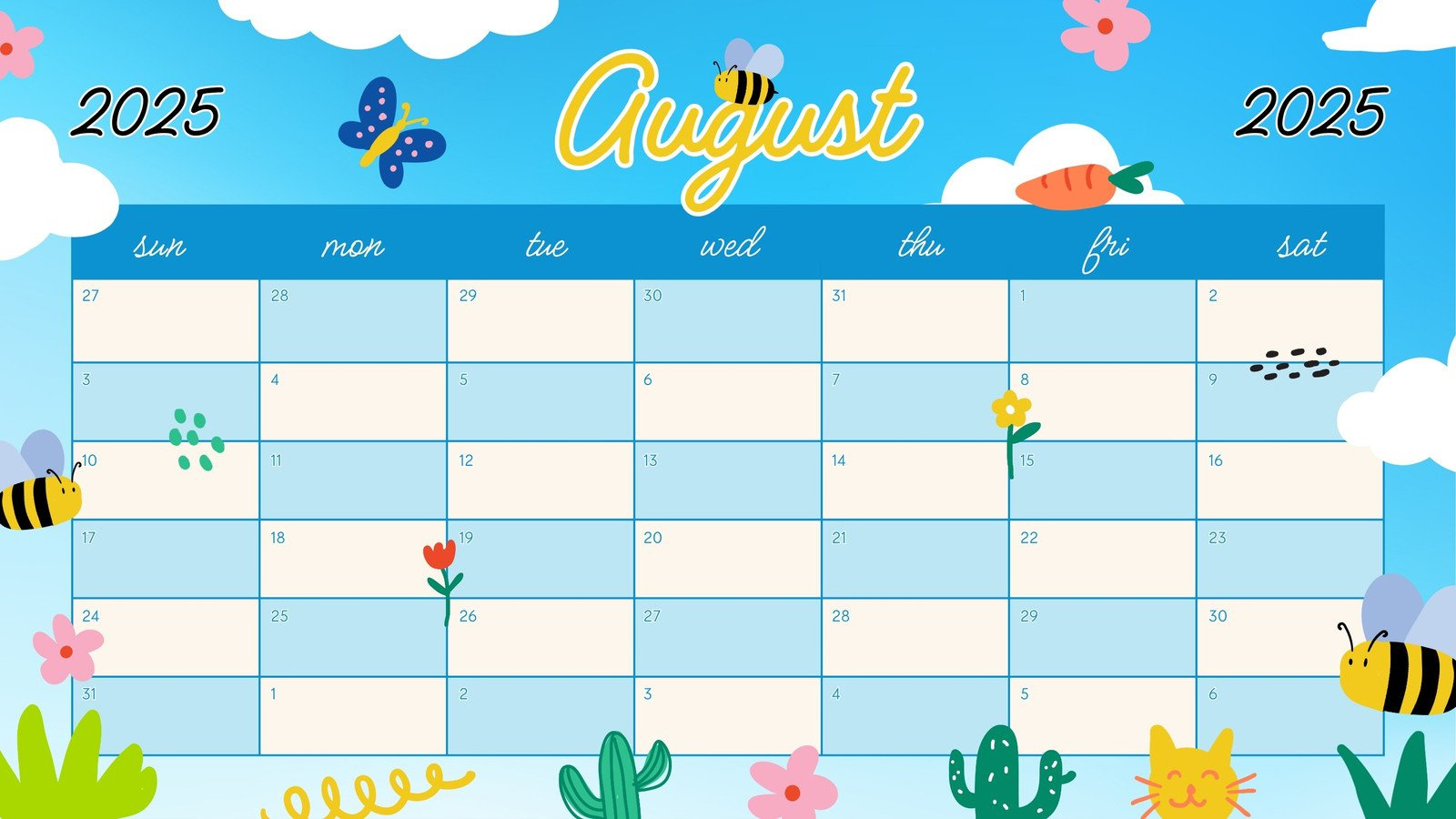 Free Printable August 2025 Calendar Templates | Canva throughout August Theme 2025 Calendar Ideas