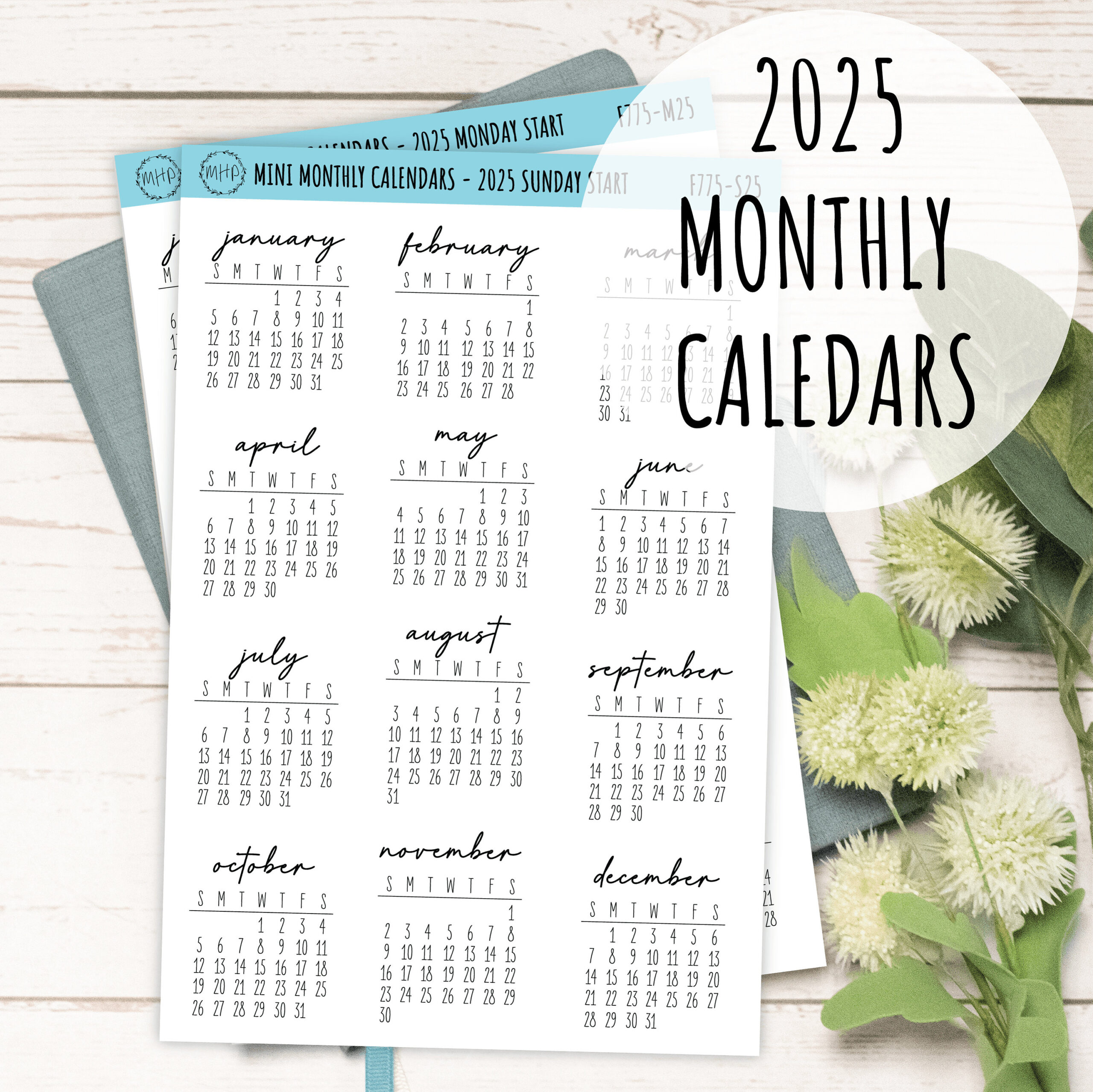 Mini 2025 Kalender Sticker Für Planner Und Bullet Journals Und for August Bullet Journal Calendar 2025