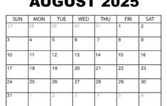 Printable August 2025 Calendar regarding August 16 2025 Calendar