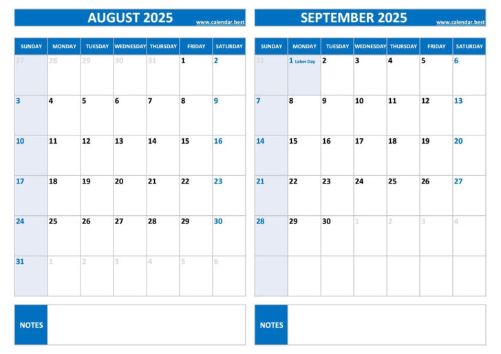 August Through October 2025 Calendar