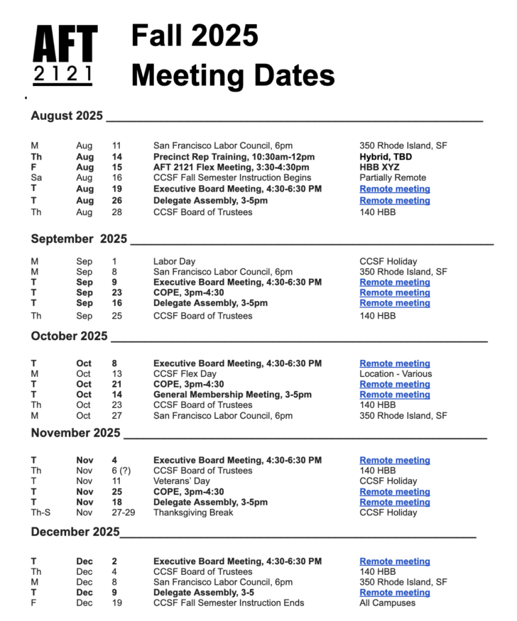 Ccsf August 2025 Calendar