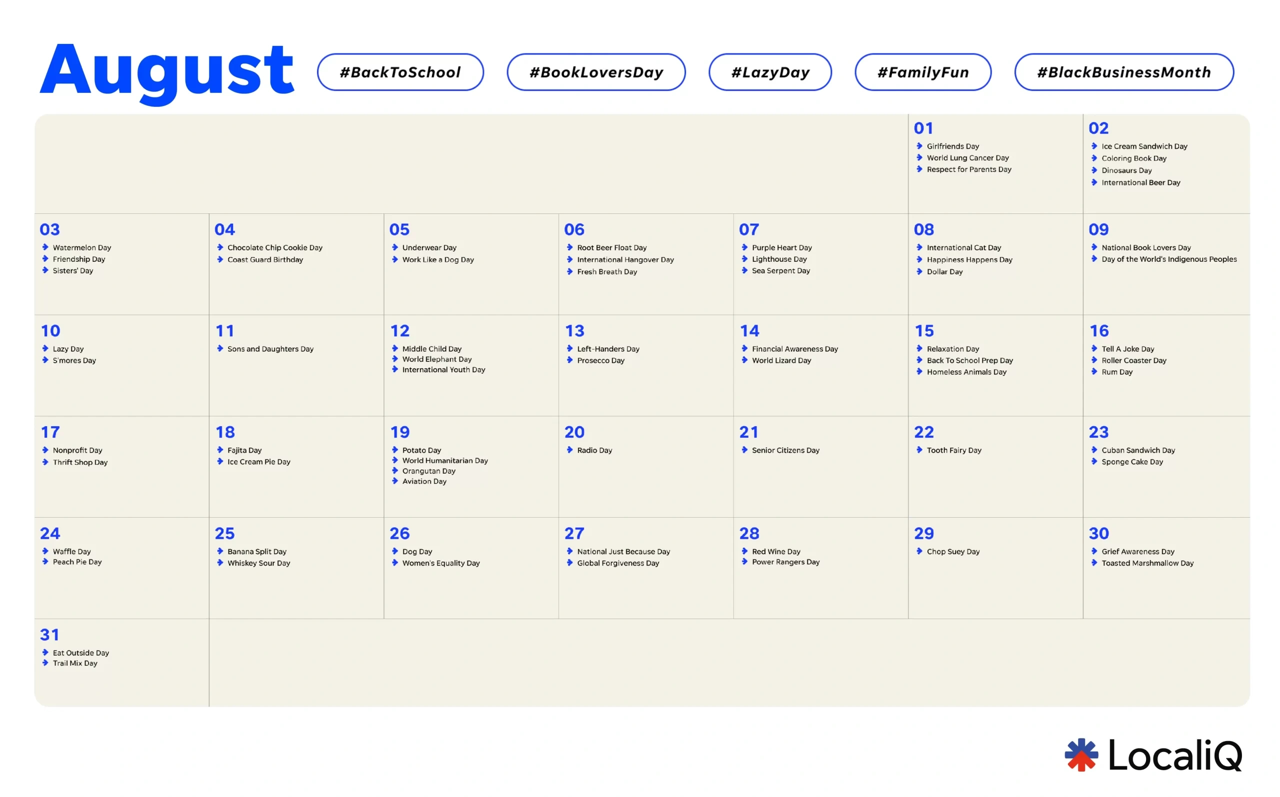 Your Essential 2025 Marketing Calendar Template | Localiq pertaining to August Social Media Calendar 2025
