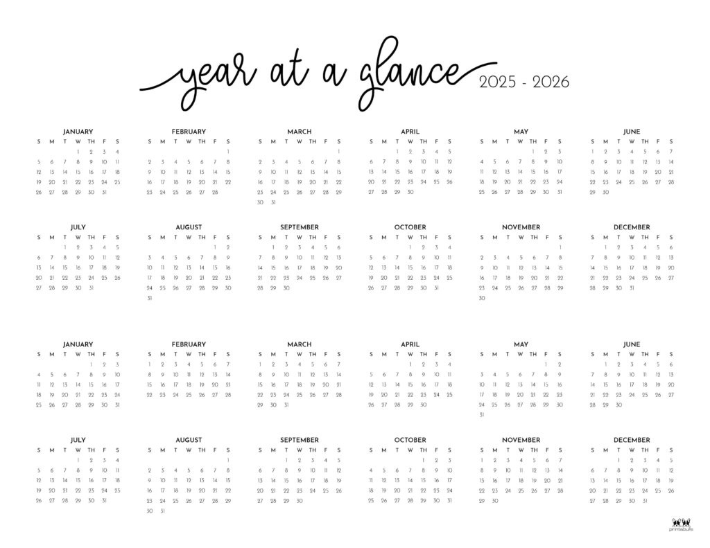 2025-2026 Two Year Calendars - 10 Free Cals | Printabulls within September 2025 to June 2026 Calendar Printable Free