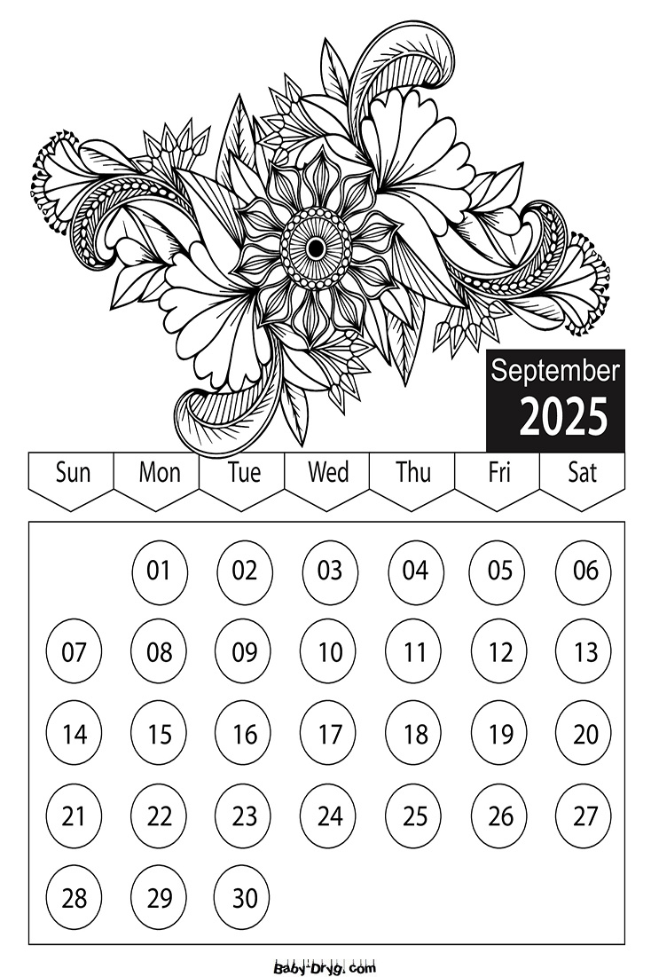 2025 October Children Coloring Book Calendar | Coloring Calendar with September 2025 Calendar Coloring Page