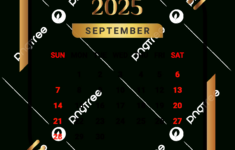 2025 September Month Calendar With Black And Golden Vector with September 2025 Calendar Black