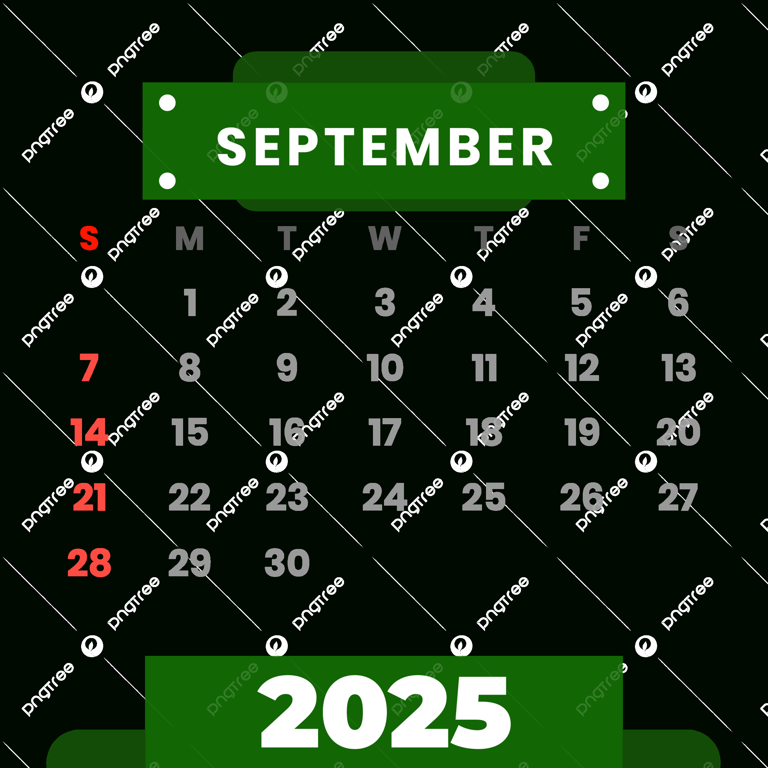 2025 September Vector Clipart Green Monthly Calendar, 2025 with regard to September 2025 Calendar Green