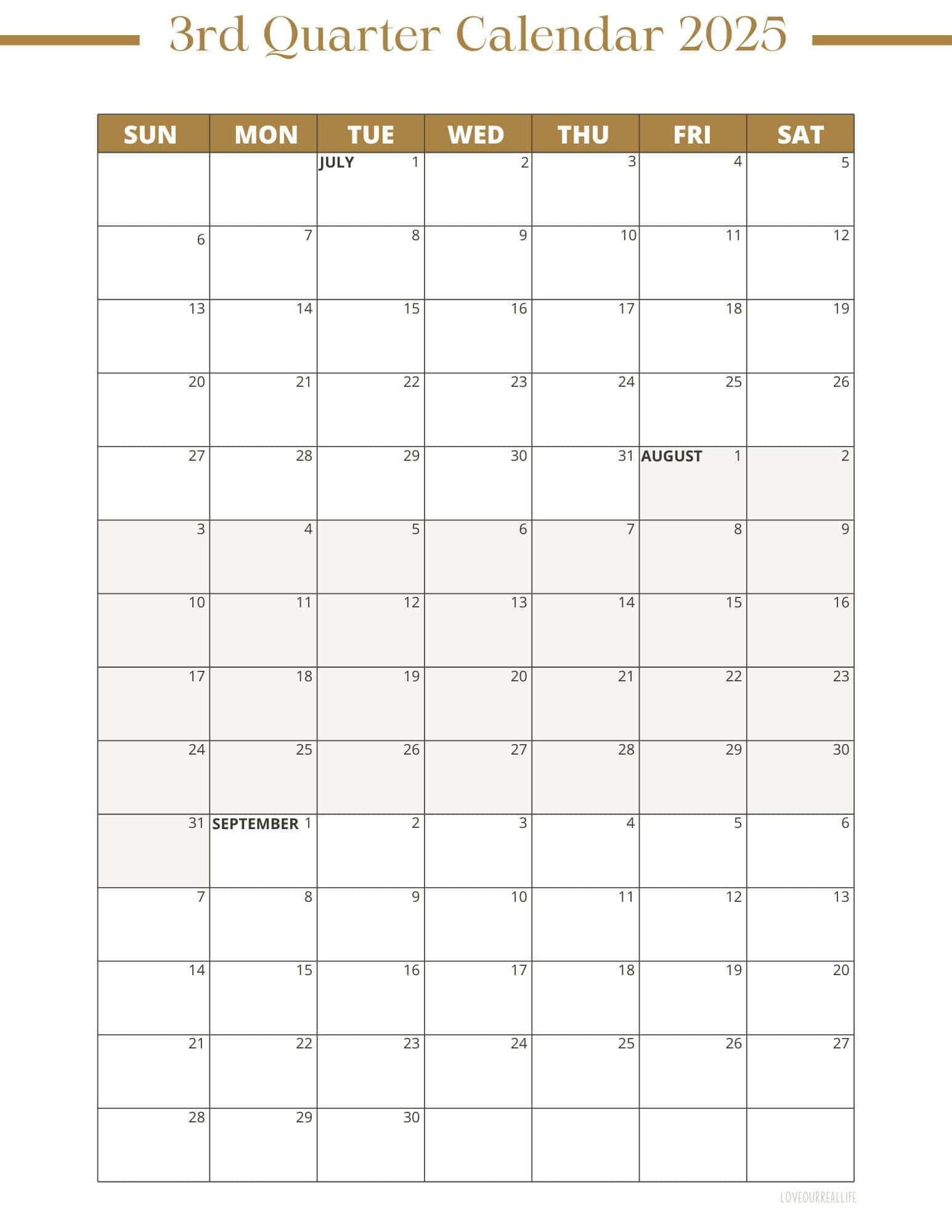 3 Month Calendar Printables: 2025 And 2026! ⋆ Love Our Real Life regarding September 2025 Calendar Waterproof