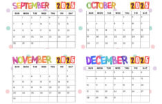 4 Month Calendar Printables – September, October, November And with regard to September – December 2025 Printable Calendar