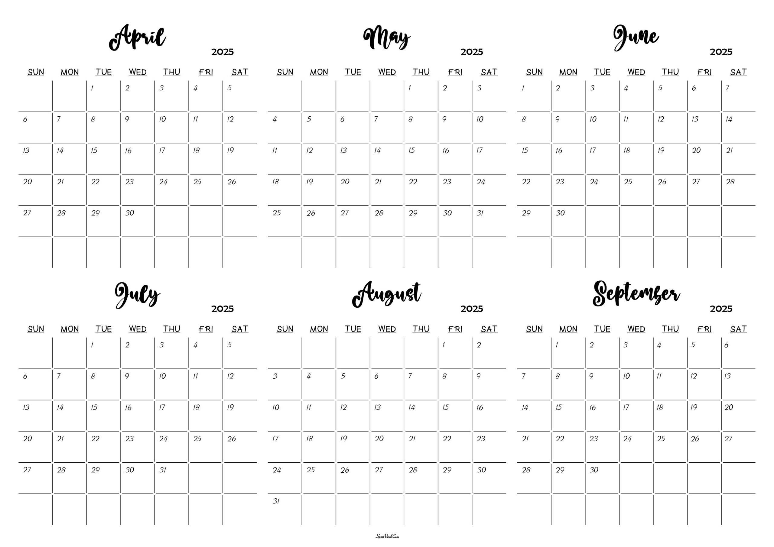 April To September 2025 Calendar Templates inside April To September 2025 Calendar