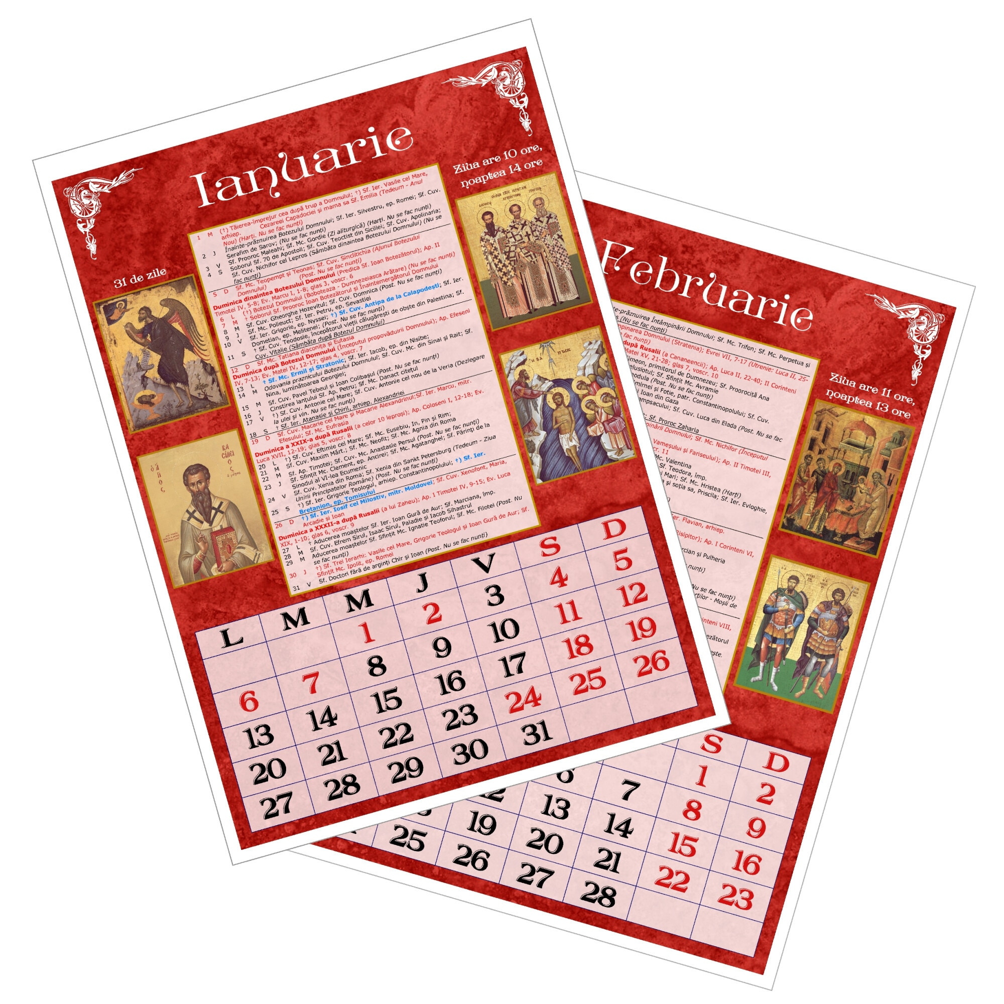 Calendar Ortodox 2025, Format A4, De Perete, Rosu for Calendar Ortodox 2025 September