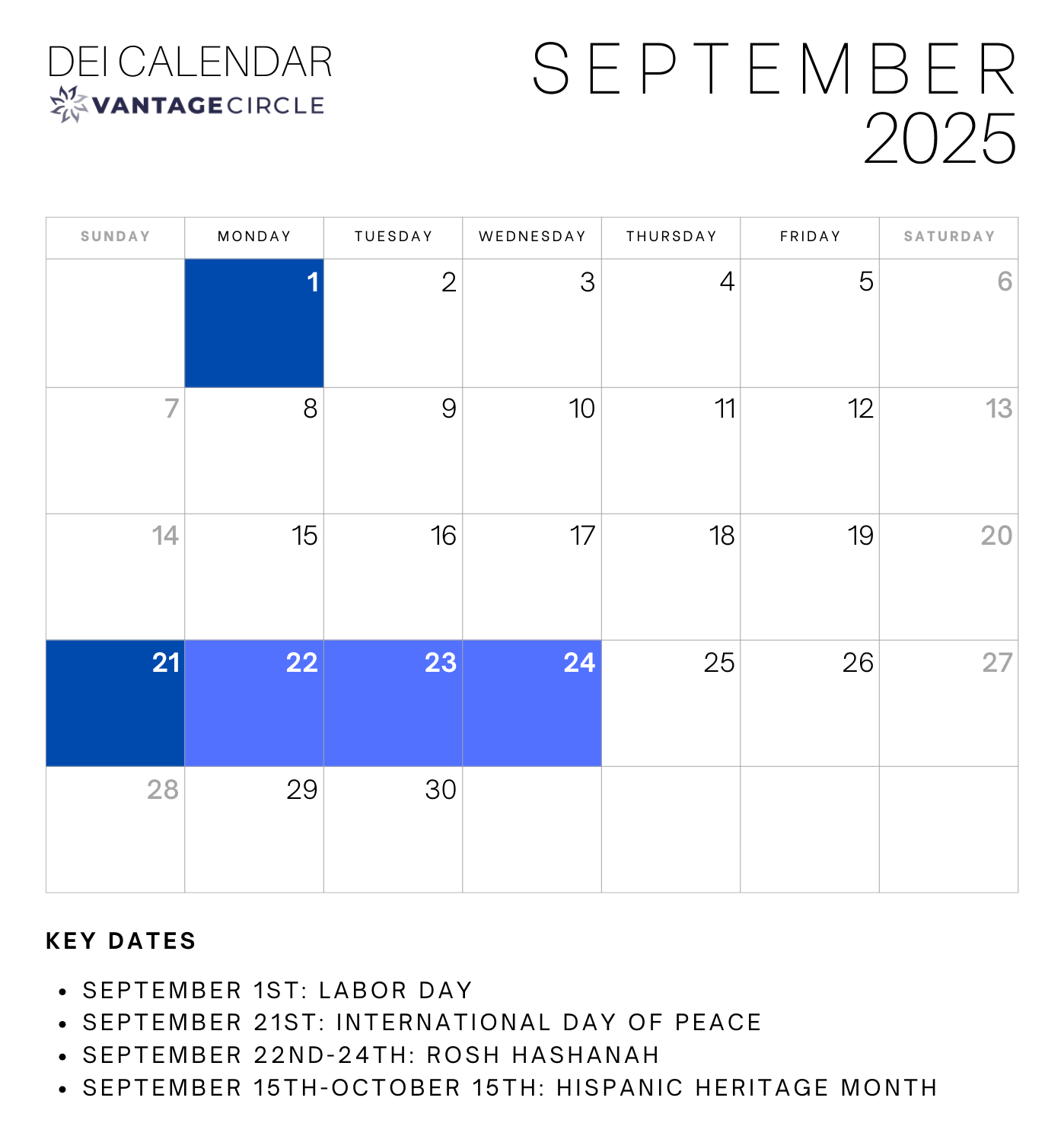 Dei Calendar 2025: Key Dates For Celebrating Diversity And pertaining to September 2025 Calendar Dei