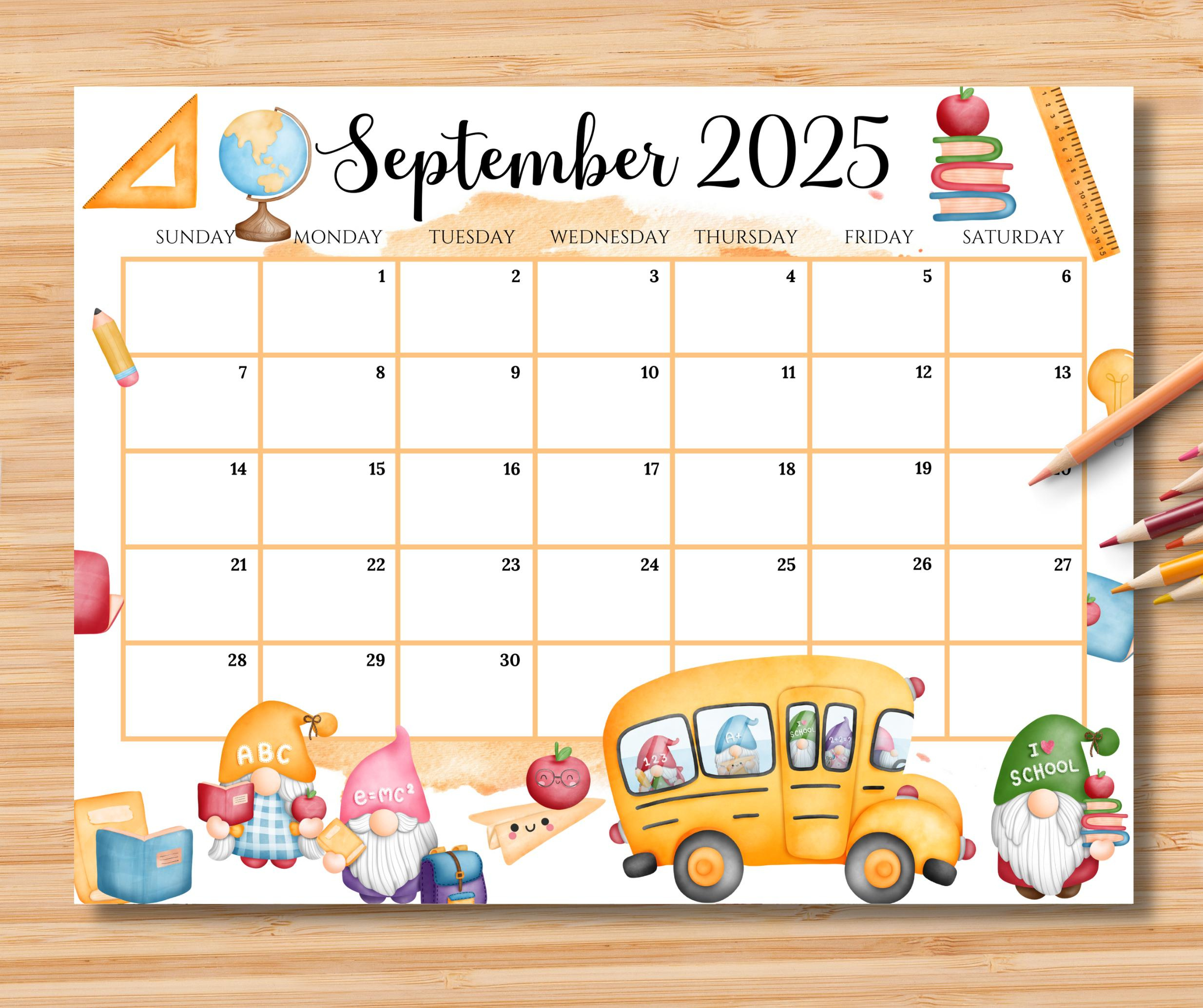 Editable September 2025 Calendar, Back To School Planner With Cute intended for September 2025 Calendar Kids