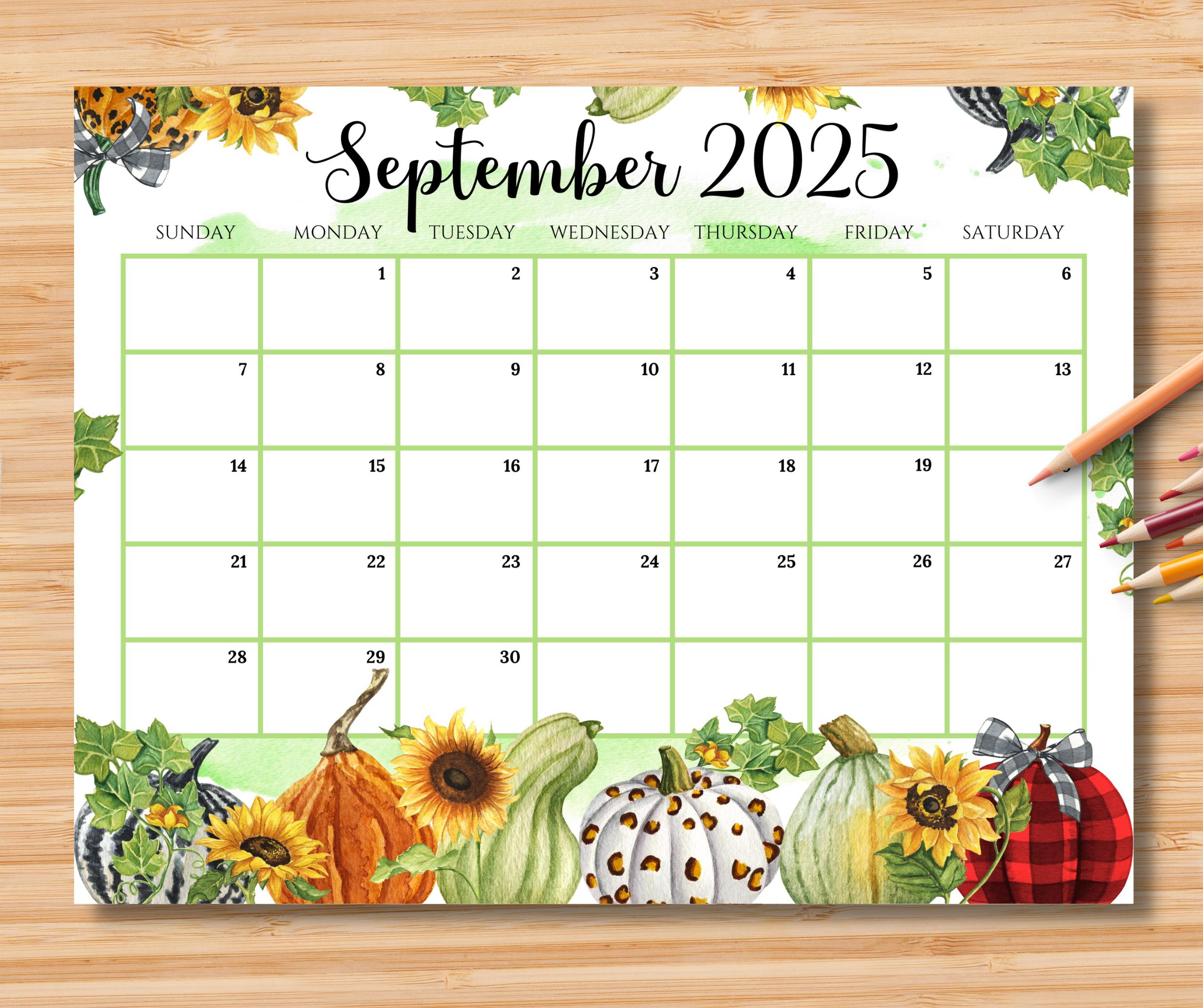 Editable September 2025 Calendar, Beautiful Fall Autumn With Cute throughout September 2025 Calendar Printable Waterproof