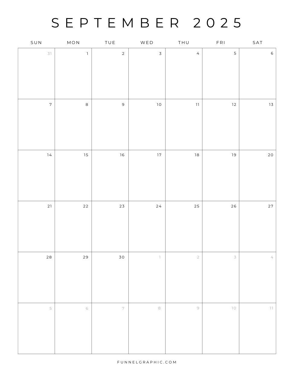 Free 2025 Calendar Printable Blank Portrait Templates with regard to Blank September Calendar 2025 Printable