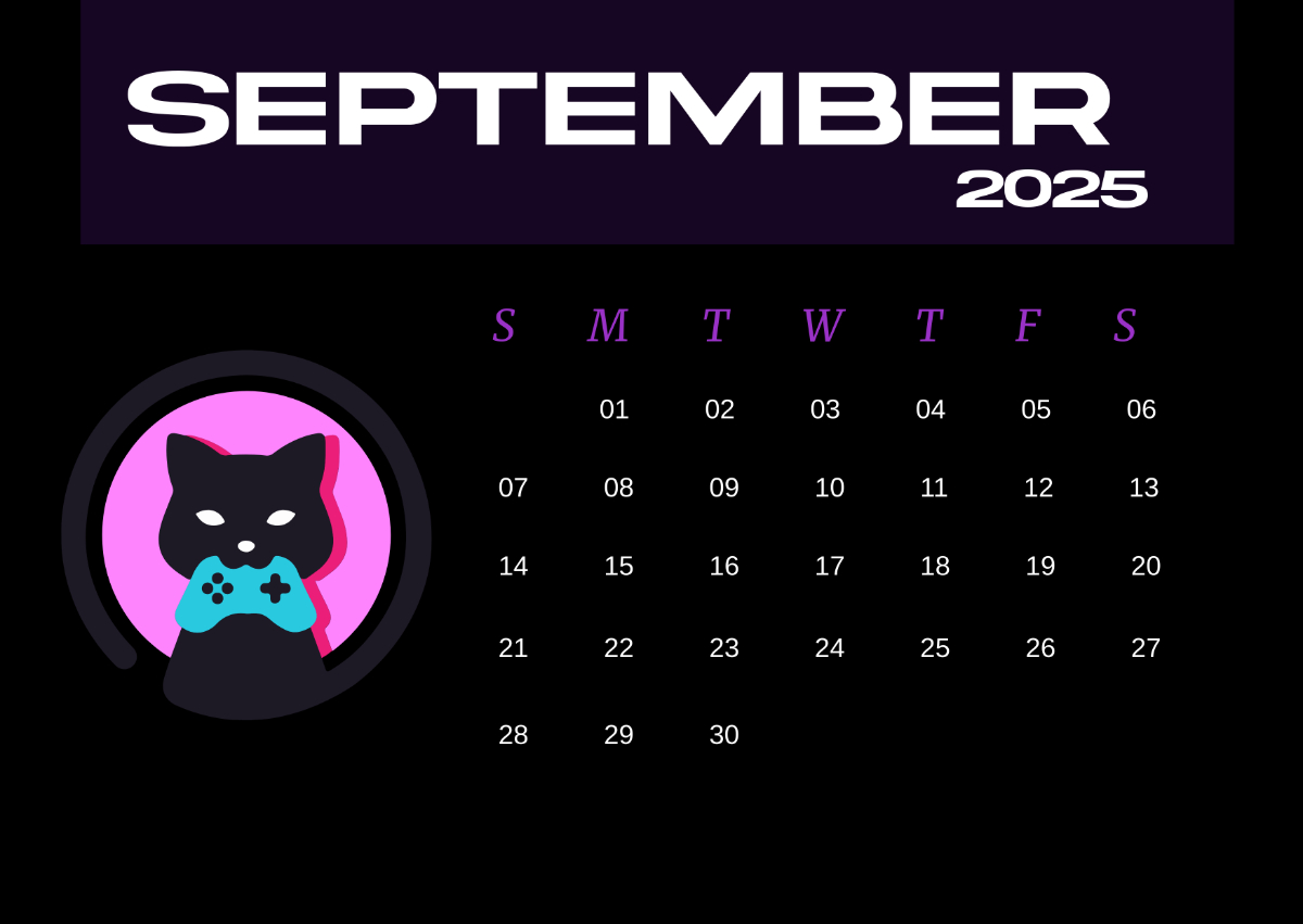 Free Dark Mode Design September 2025 Calendar Template To Edit Online intended for September 2025 Calendar Black Background