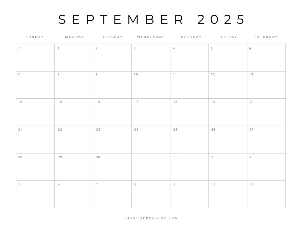 Free Printable 2025 Blank Calendar Templates (All 12 Months) within September Calendar 2025 Blank Printable
