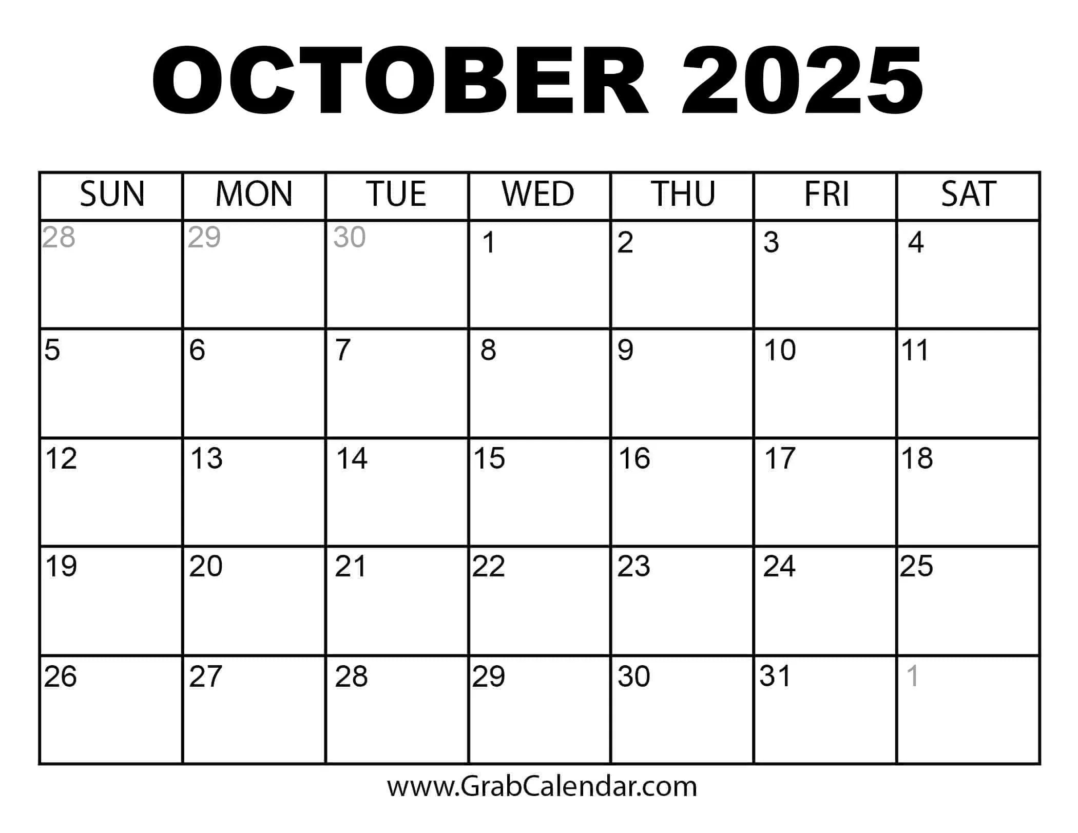 Free Printable Calendar 2025 - Grab Calendar throughout Grab Calendar September 2025