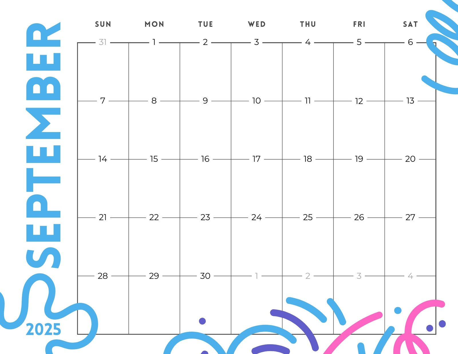 Free Printable September 2025 Calendar Templates | Canva inside September 2025 Calendar With Lines