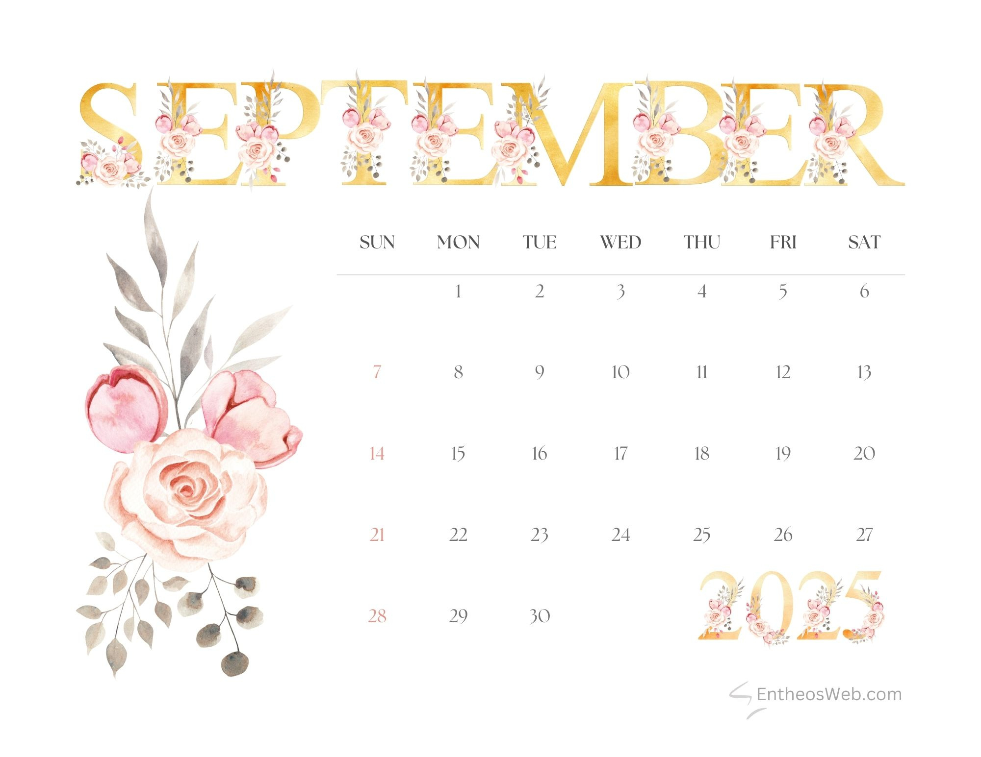 Free Printable September 2025 Calendars | Entheosweb for September 2025 Calendar Aesthetic