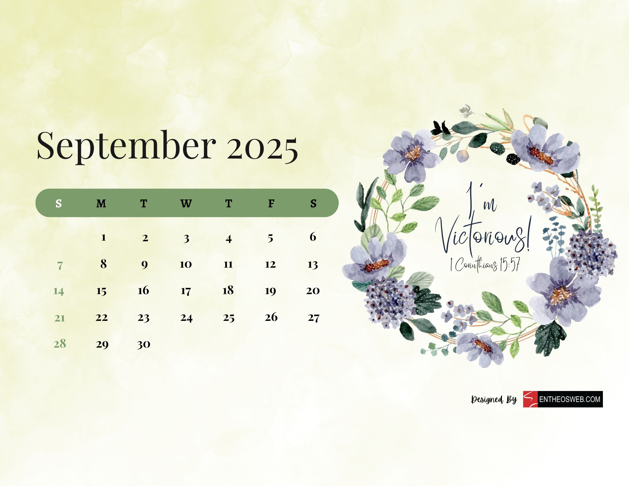 Free Printable September 2025 Calendars | Entheosweb within September 2025 Calendar Background