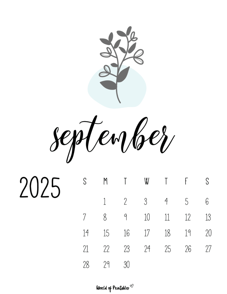 Free Printable September 2025 Calendars - World Of Printables throughout September 2025 Calendar Graphic