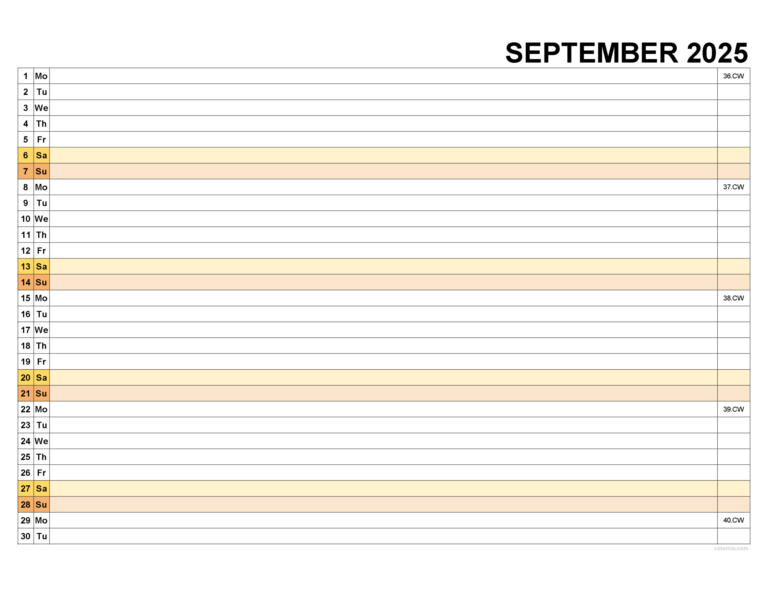 Free September 2025 Calendar | Printable Pdf, Xls, Png Formats in September 2025 Calendar with Lines